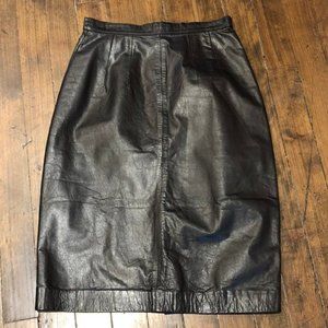 Vintage Black Leather Mini Skirt - Size 6